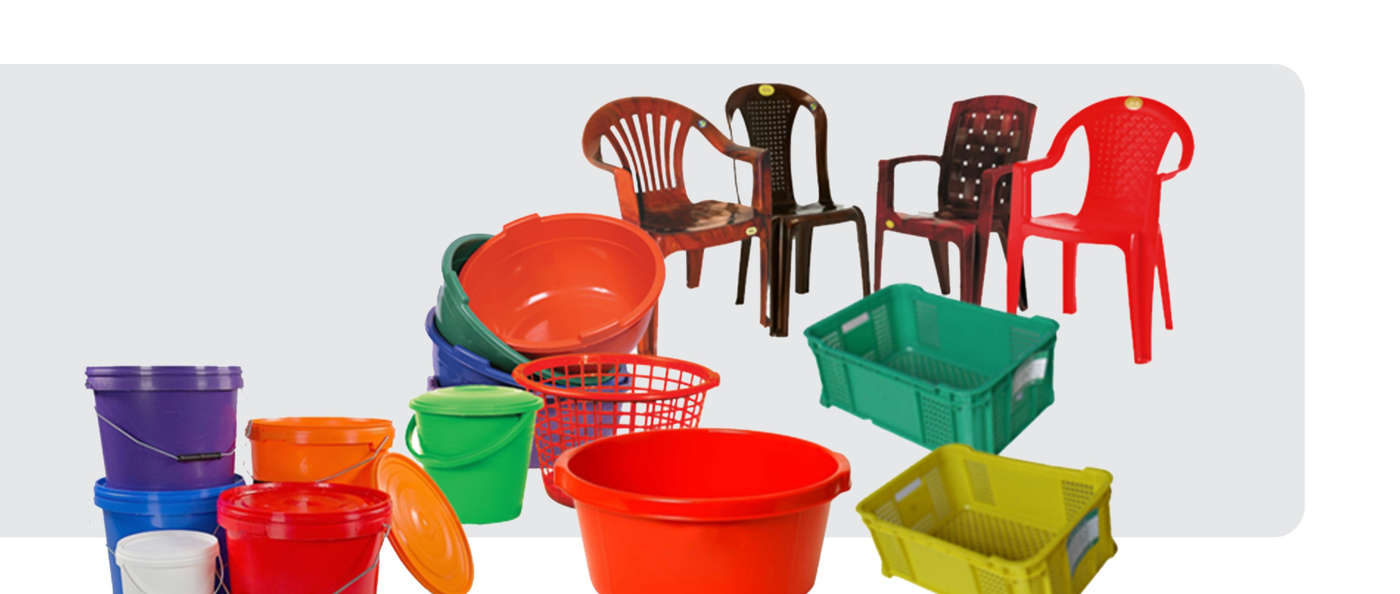 Atlas Relief Services Plastic Production range — buckets, basins, chairs, crates